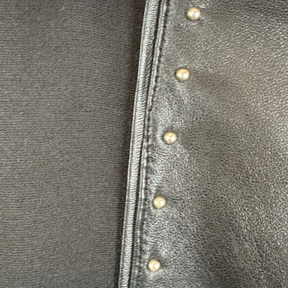 White House Black Market Black Genuine Leather Mini Pencil Skirt w/ Stud Accents - Picture 4 of 13